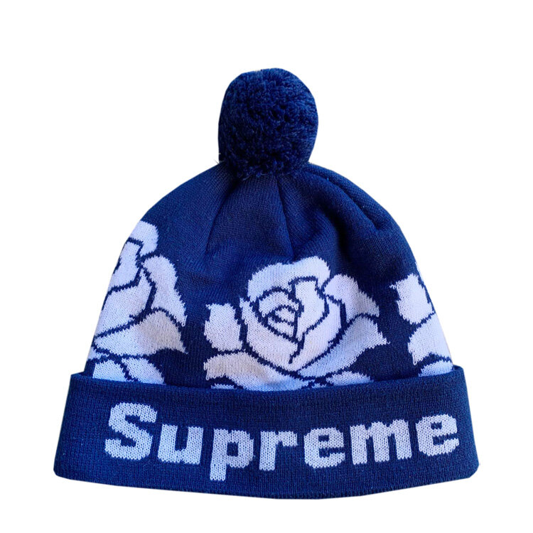 Supreme Roses Navy Beanie — Roots